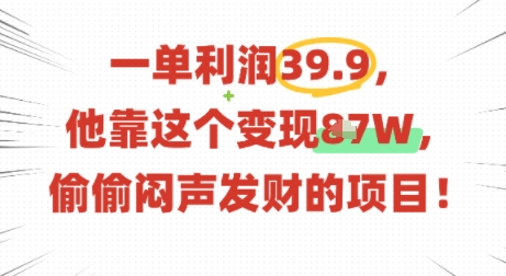 一单利润39.9，有人靠这个变现几十个，偷偷闷声发财的项目_就是爱分享