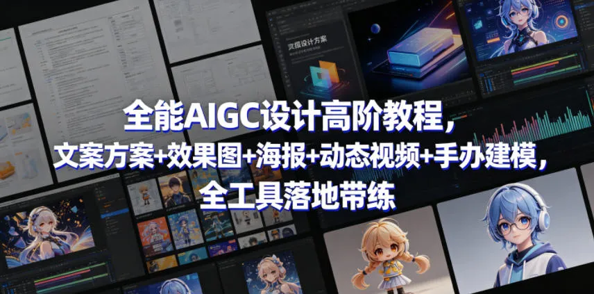 全能AIGC设计高阶教程，文案方案+效果图+海报+动态视频+手办建模，全工具落地带练_一起云网创