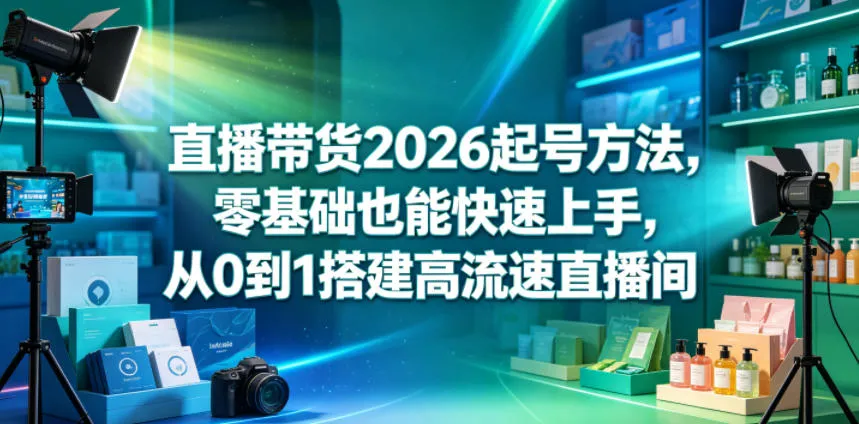 直播带货2026起号方法,零基础也能快速上手,从0到1搭建高流速直播间_一起云网创