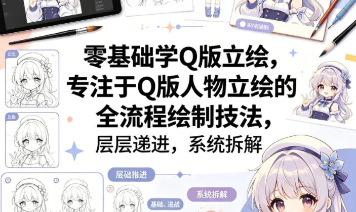零基础学Q版立绘，专注于Q版人物立绘的全流程绘制技法，层层递进，系统拆解_就是爱分享