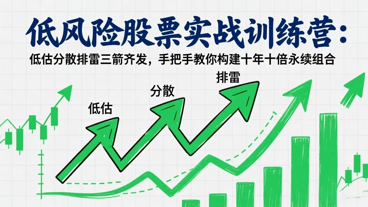 低风险股票实战训练营:低估分散排雷三箭齐发,手把手教你构建十年十倍永续组合_就是爱分享