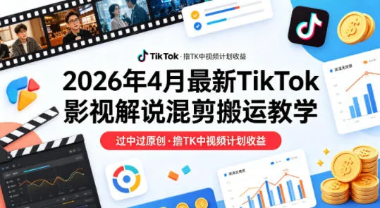 26年4月最新TikTok影视解说混剪搬运教学,过中过原创,撸TK中视频计划收益_就是爱分享