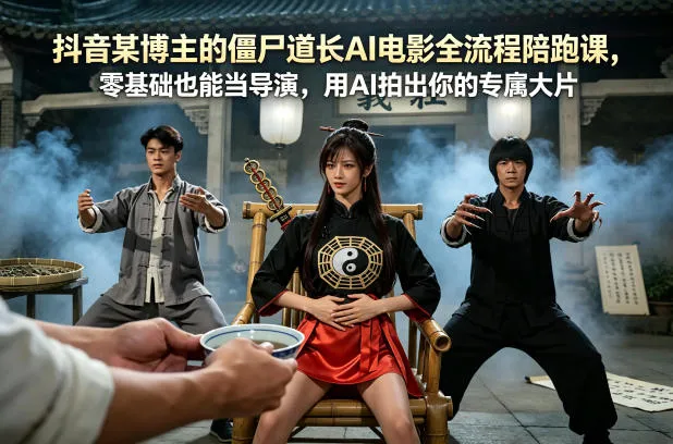 抖音某博主的僵尸道长AI电影全流程陪跑课，零基础也能当导演，用AI拍出你的专属大片_就是爱分享