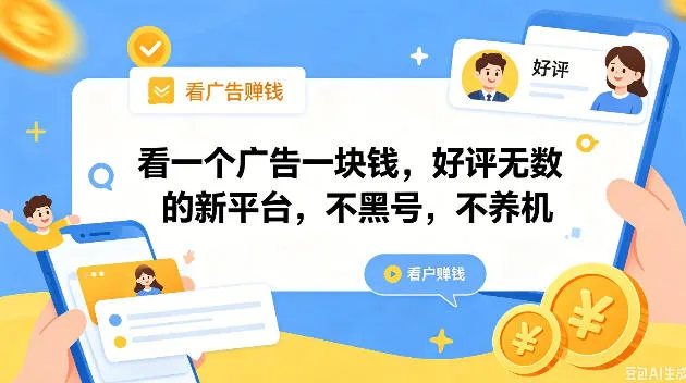 看一个广告一块钱,好评无数的新平台,不黑号,不养机,一撸几十块钱还是不错的【揭秘】_一起云网创
