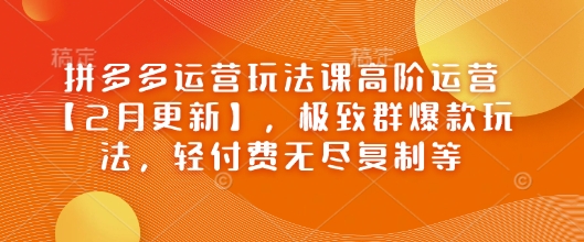 拼多多运营玩法课高阶运营【2月更新】，极致群爆款玩法，轻付费无尽复制等_就是爱分享