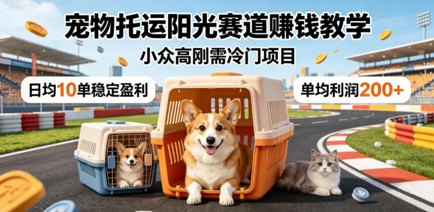 宠物托运阳光赛道賺钱教学,小众高刚需冷门项目,日均10单稳定盈利,单均利润200+_一起云网创