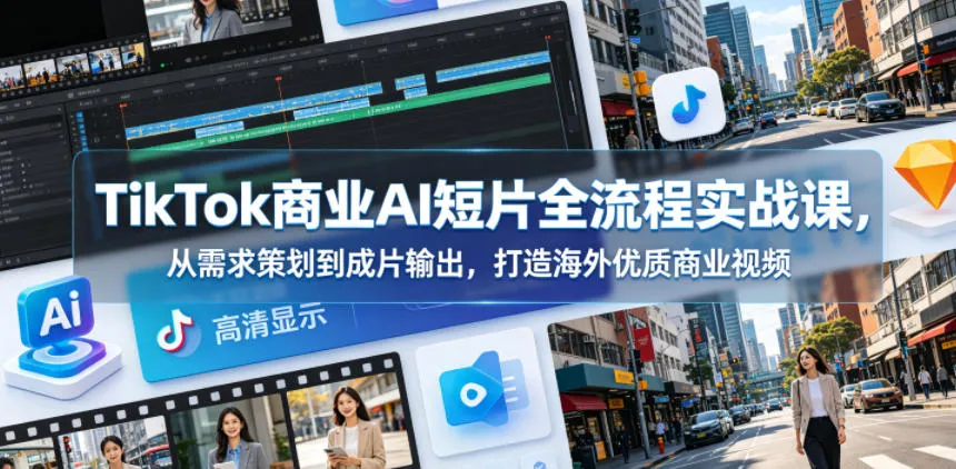 TikTok商业AI短片全流程实战课,从需求策划到成片输出,打造海外优质商业视频_一起云网创