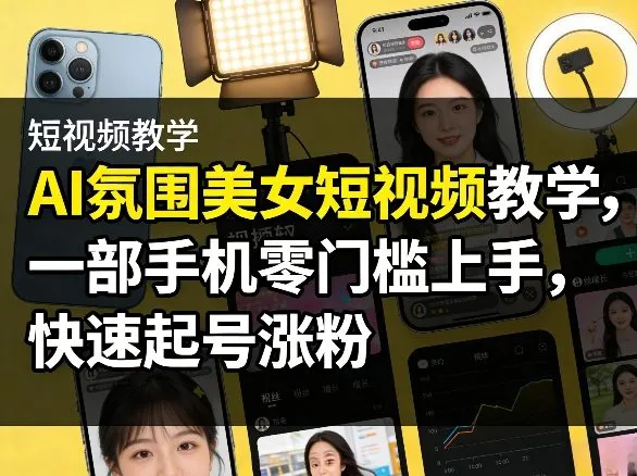 AI氛围美女短视频教学，一部手机零门槛上手，快速起号涨粉_就是爱分享