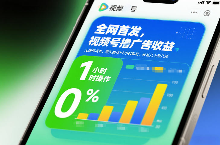 全网首发，视频号撸广告收益，无任何成本，每天操作1个小时即可，收益几十到几张_就是爱分享