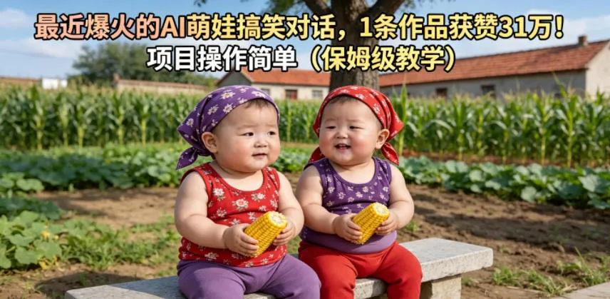 最近爆火的AI萌娃搞笑对话,1条作品获赞31W,项目操作简单(保姆级教学)_一起云网创