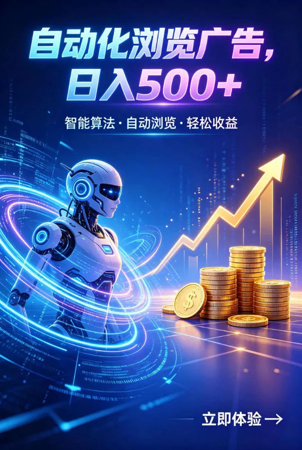 广告自动浏览项目，低投入长期收益全自动广告刷量，轻资产线上小项目【揭秘】_一起云网创