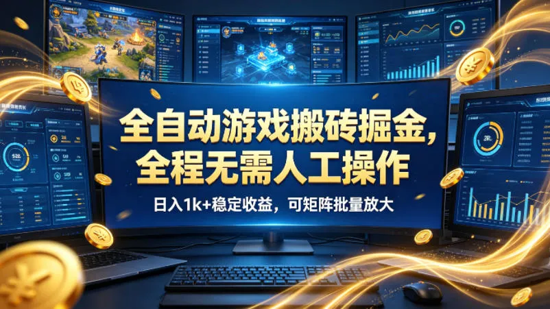 全自动游戏搬砖掘金，全程无需人工操作，日入1k+稳定收益，可矩阵批量放大【揭秘】_就是爱分享