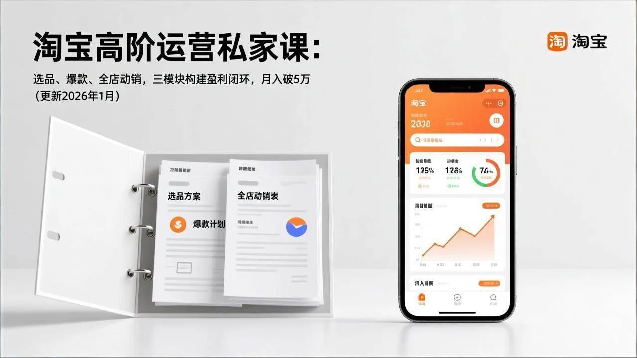 （17280期）淘宝高阶运营私家课：选品、爆款、全店动销，三模块构建盈利闭环，月入破5万（更新26年1月）_就是爱分享