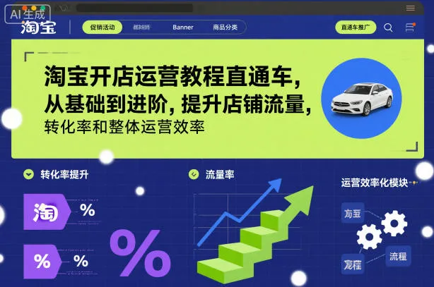 淘宝开店运营教程直通车,从基础到进阶,提升店铺流量,转化率和整体运营效率(更新26年05月27日)_一起云网创