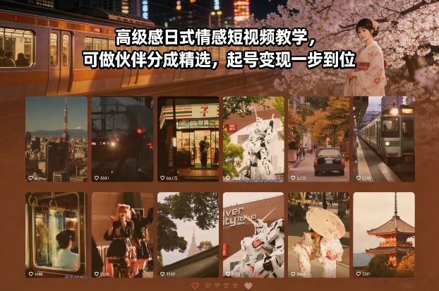 高级感日式情感短视频教学，可做伙伴分成精选，起号变现一步到位_就是爱分享