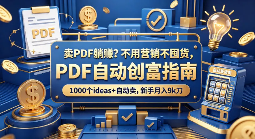 卖PDF躺賺？不用营销不囤货，PDF自动创富指南，1000个ideas+自动卖，新手月入9k刀【原创双语字幕】_就是爱分享