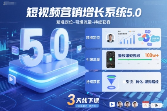短视频营销增长系统5.0，精准定位-引爆流量-持续获客，3天线下课（音频+图片）_就是爱分享