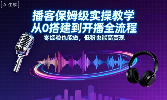 播客保姆级实操教学，从0搭建到开播全流程，零经验也能做，低粉也能高变现_就是爱分享