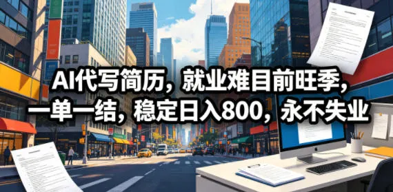 AI代写简历,就业难目前旺季,一单一结,稳定日入800,永不失业_一起云网创