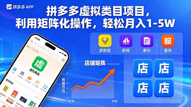 （16025期）拼多多虚拟类目项目，利用矩阵化操作，轻松月入1-5W_就是爱分享