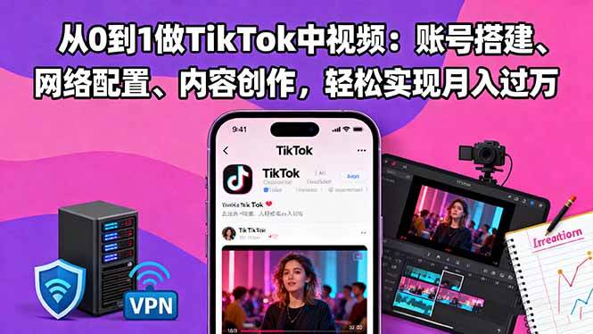 （16461期）从0到1做TikTok中视频：账号搭建、网络配置、内容创作，轻松实现月入过万_就是爱分享