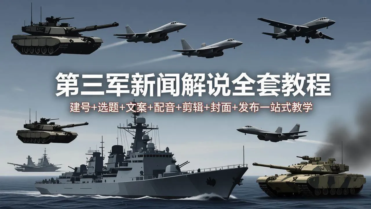 （18081期）第三军迷新闻解说全套教程：建号+选题+文案+配音+剪辑+封面+发布一站式教学_就是爱分享