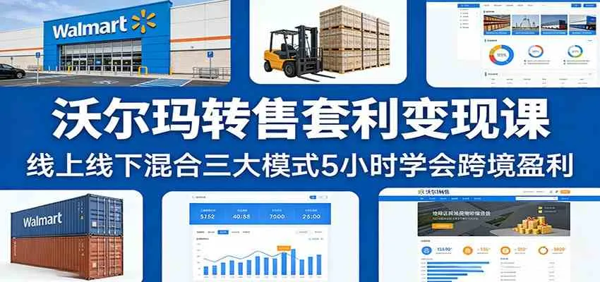 沃尔玛转售套利变现课：线上线下混合三大模式5小时学会跨境盈利_就是爱分享