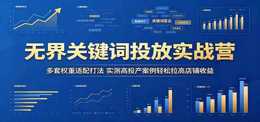 无界关键词投放实战营:多套权重适配打法,实测高投产案例轻松拉高店铺收益_一起云网创