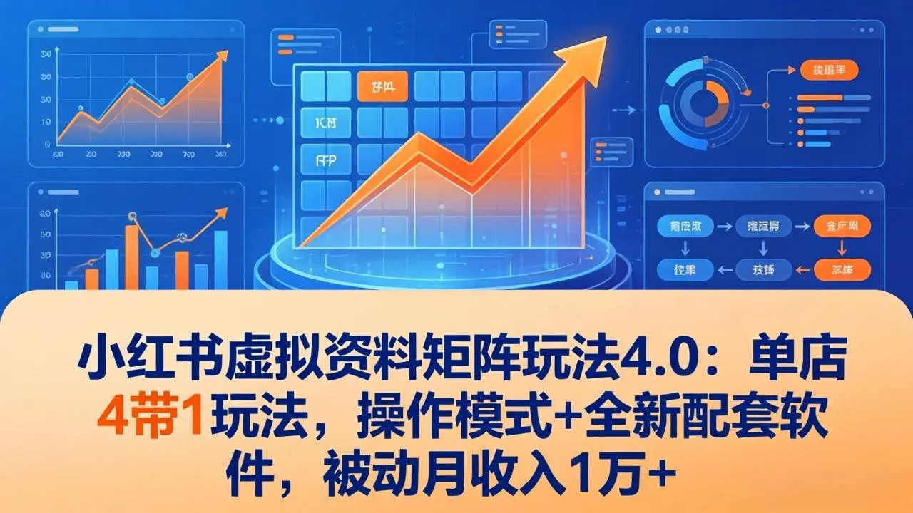小红书虚拟资料矩阵玩法4.0:单店4带1玩法,操作模式+全新配套软件,被动月收入1万+_就是爱分享