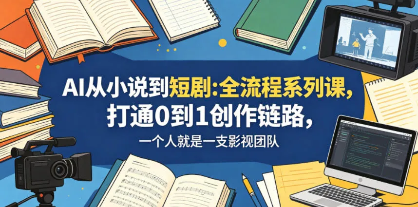 AI从小说到短剧全流程系列课,打通0到1创作链路,一个人就是一支影视团队_一起云网创