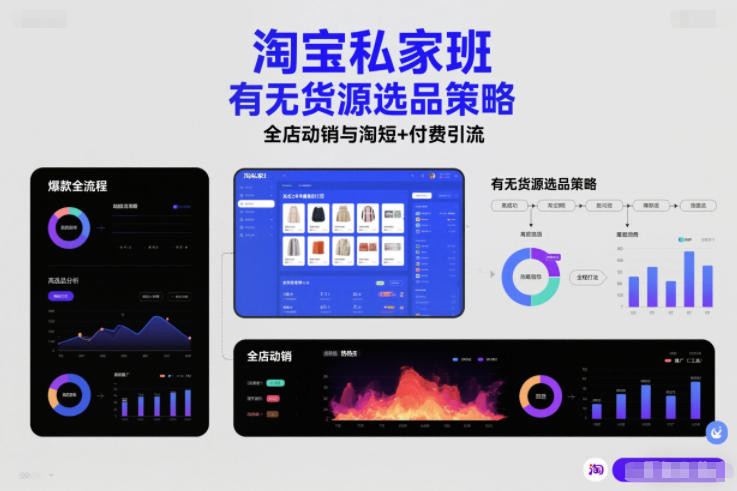 淘宝私家班，有无货源选品策略，高成功率爆款全流程打法，全店动销与淘短+付费引流_就是爱分享