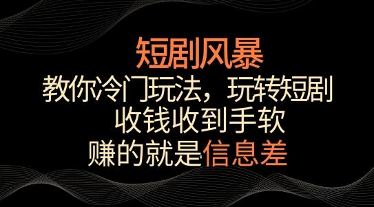 短剧风暴，教你冷门玩法，玩转短剧，收钱收到手软【揭秘】_就是爱分享