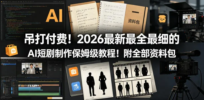 吊打付费！2026最新最全最细的AI短剧制作保姆级教程！附全部资料包_一起云网创