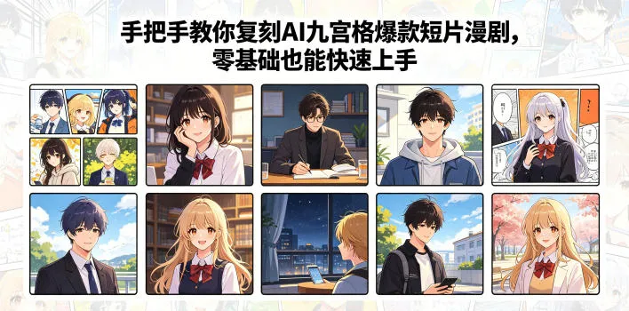 手把手教你复刻AI九宫格爆款短片漫剧,零基础也能快速上手_一起云网创