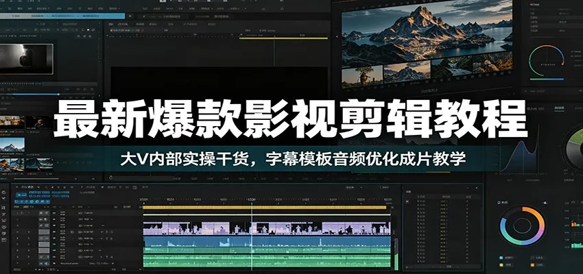 最新爆款影视剪辑教程：大V内部实操干货，字幕模板音频优化成片教学_一起云网创