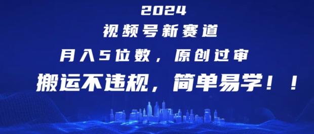 2024视频号新赛道，月入5位数+，原创过审，搬运不违规，简单易学【揭秘】_就是爱分享