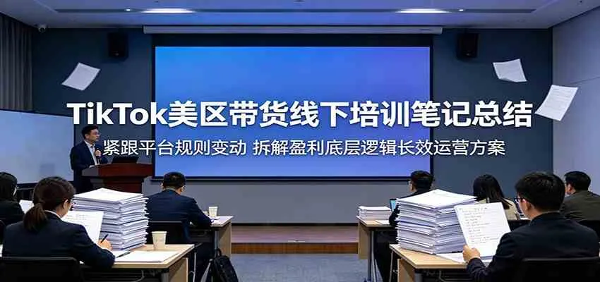 TikTok美区带货线下培训笔记总结:紧跟平台规则变动,拆解盈利底层逻辑长效运营方案_一起云网创