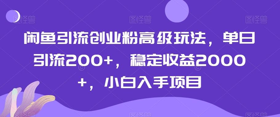 闲鱼引流创业粉高级玩法，单日引流200+，稳定收益2000+，小白入手项目_就是爱分享