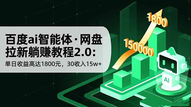 （16565期）百度ai智能体·网盘拉新躺赚教程2.0：单日收益高达1800元，30收入15w+_就是爱分享