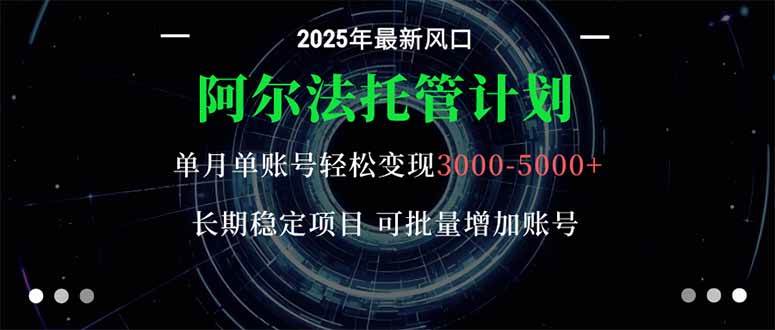 （16360期）阿尔法托管计划 单账号月入3000-5000，长期稳定项目，新手小白轻松上手。_就是爱分享
