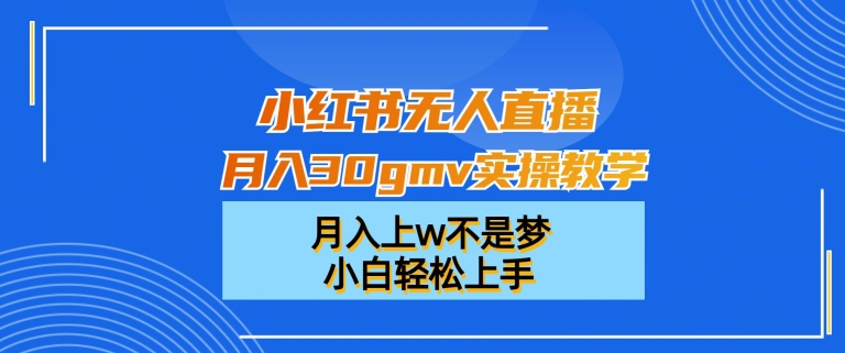 小红书无人直播月入30gmv实操教学，月入上w不是梦，小白轻松上手【揭秘】_就是爱分享