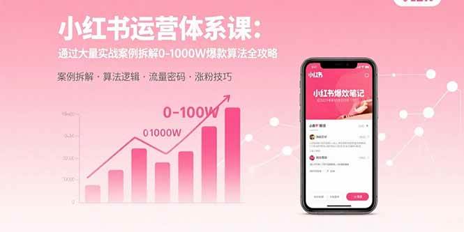 （15792期）小红书运营体系课：通过大量实战案例拆解0-1000W爆款算法全攻略_就是爱分享