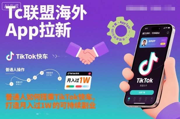 Tc联盟海外App拉新：普通人如何搭乘TikTok快车，打造月入过1W的可持续副业_就是爱分享