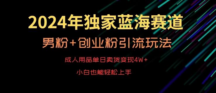 2024年独家蓝海赛道,成人用品单日卖货变现4W+,男粉+创业粉引流玩法,不愁搞不到流量【揭秘】_就是爱分享