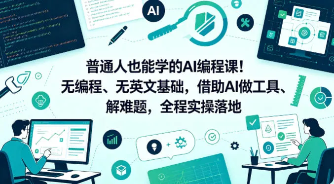 普通人也能学的AI编程课！无编程、无英文基础，借助AI做工具、解难题，全程实操落地（更新6月）_一起云网创