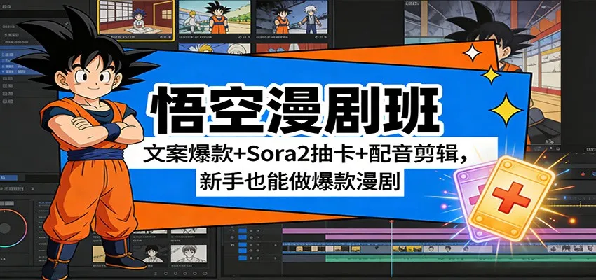 悟空漫剧班：文案爆款+Sora2抽卡+配音剪辑，新手也能做爆款漫剧_就是爱分享