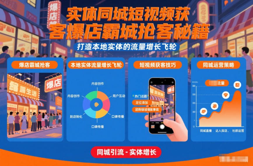 实体同城短视频获客爆店霸城抢客秘籍,打造本地实体的流量增长飞轮_就是爱分享