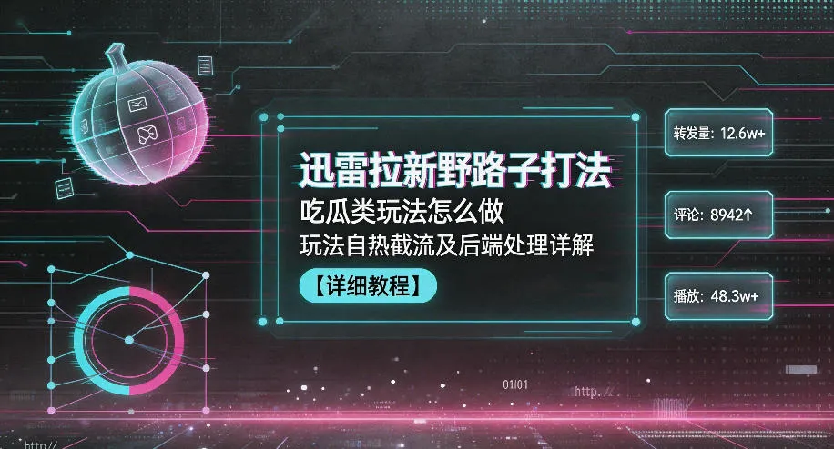迅雷拉新野路子打法,吃瓜类玩法怎么做,玩法自热截流及后端处理详解_一起云网创