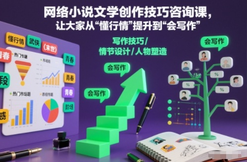 网络小说文学创作技巧咨询课，让大家从“懂行情”提升到”会写作”的高度_就是爱分享