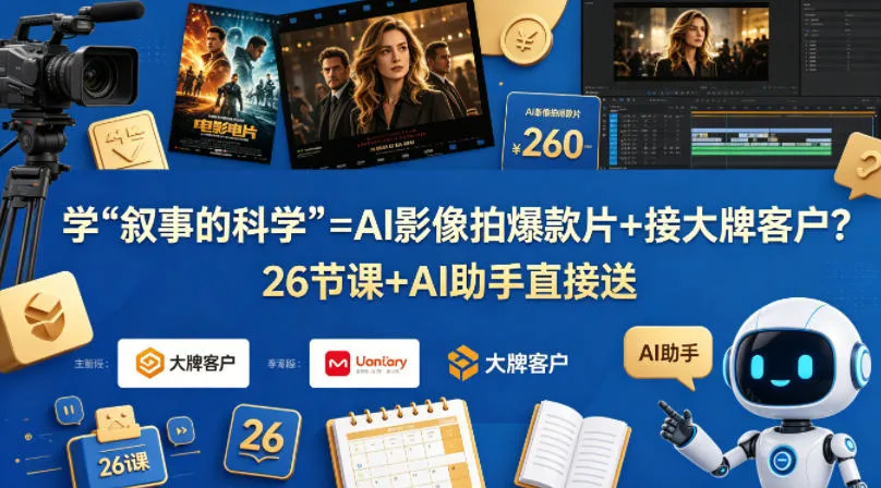 学《叙事的科学》=AI影像拍爆款片+接大牌客户？26节课+AI助手直接送【原创双语字幕】_就是爱分享